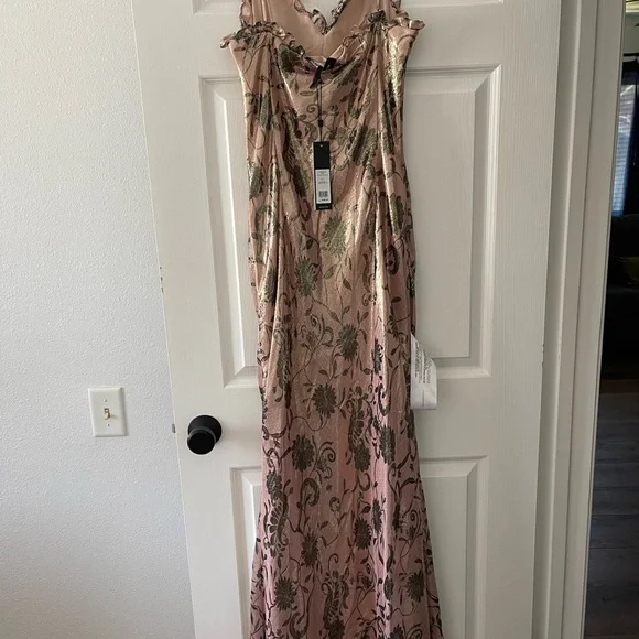 NEW BCBG Metallic Pink Maxi Dress - Picture 3 of 8